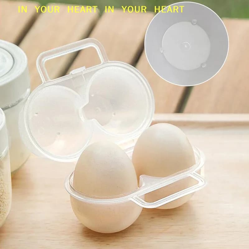 【X】Egg Dispenser With Fixed Portable Egg Storage Box 2 Grids Plastic Durable Egg Storage Container Save Space Refrigerator