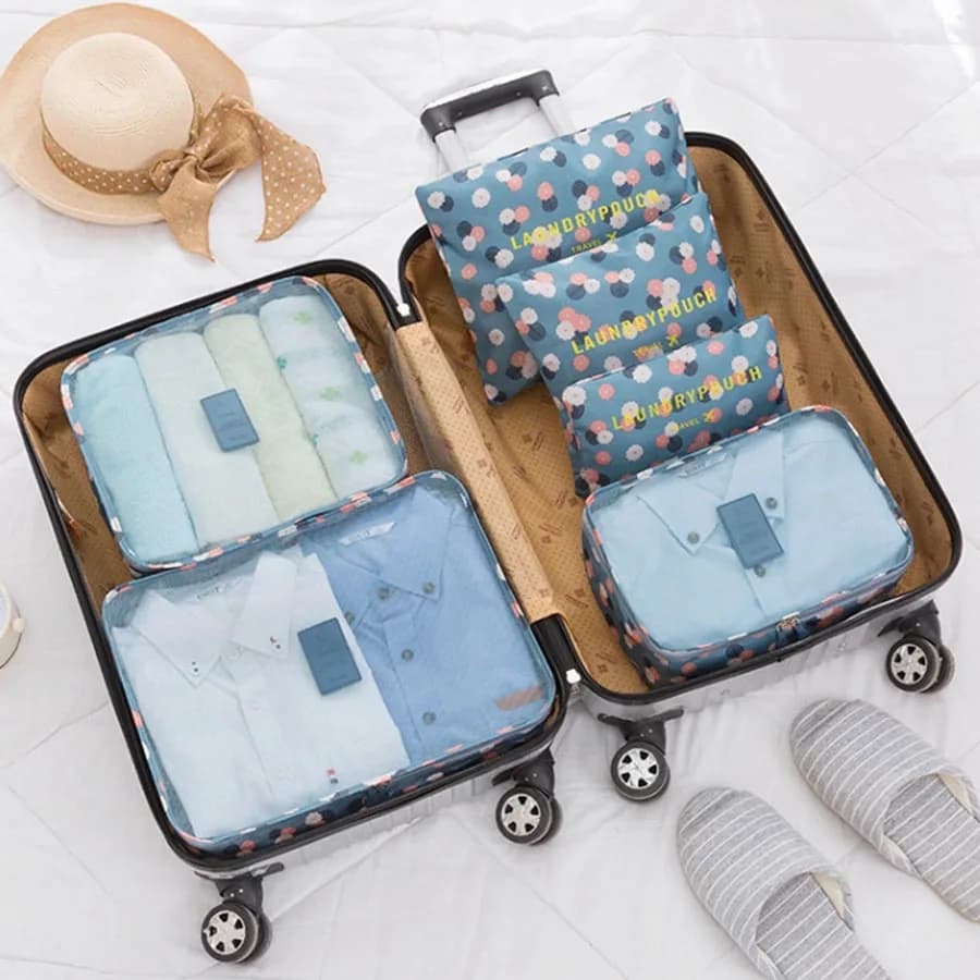 6 sacchetti portaoggetti per organizer da viaggio, valigie da viaggio portatili, borsa da viaggio per donna, organizer per bagagli, vestiti, scarpe