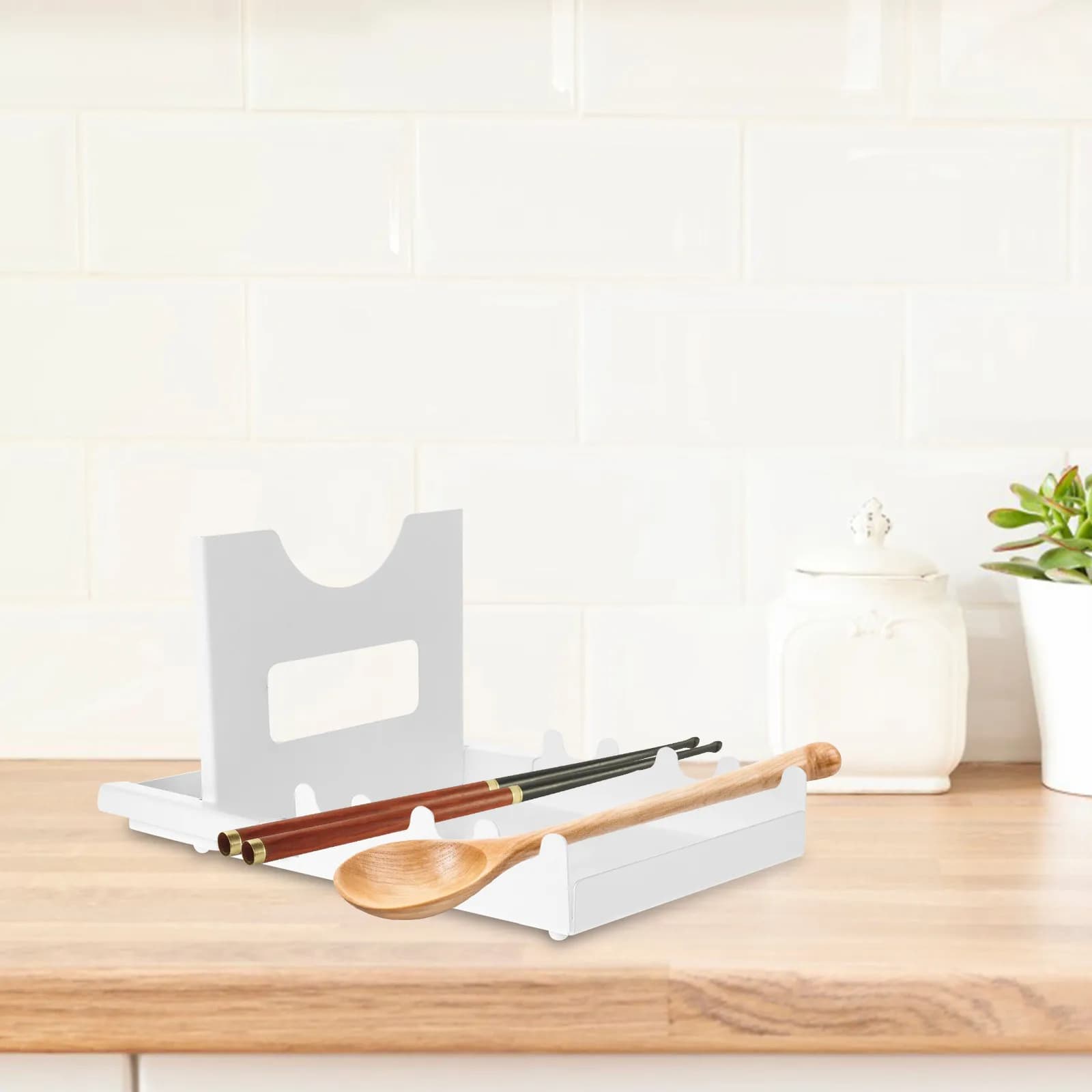 Kitchen Pot Lid Organizer Stainless Steel Multi-Function Spoon Rest Rack Pan Cover Holder Cutting Board Stand Space-Saving