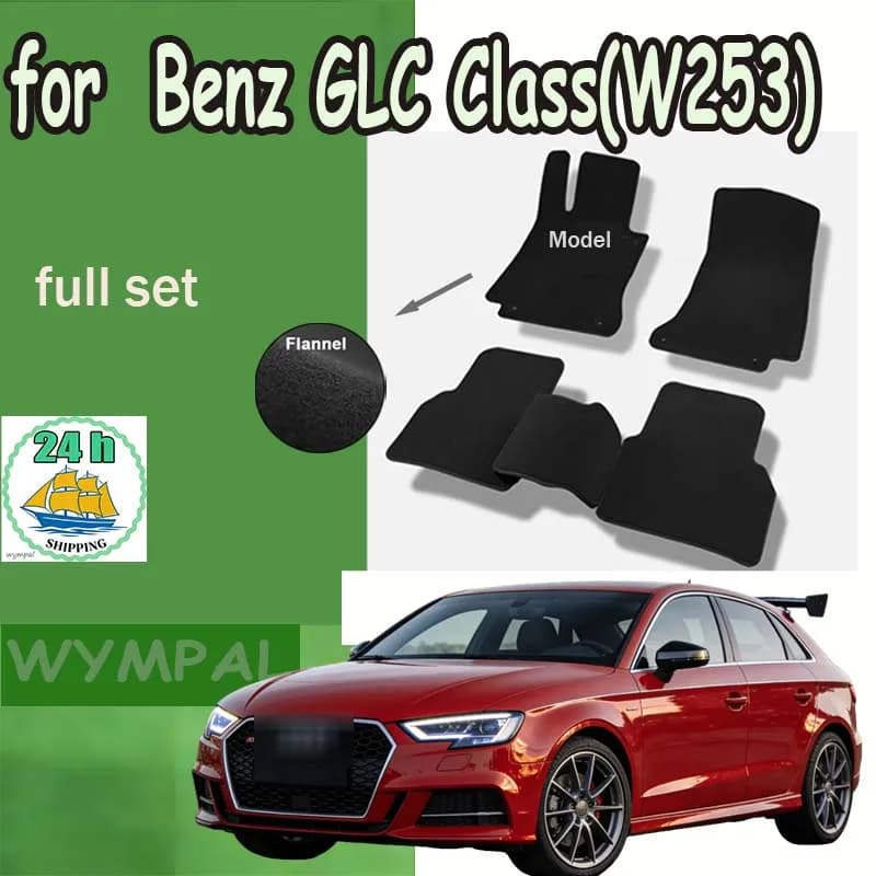 Tappetini in flanella per auto, tappeti per Mercedes-Benz Classe GLC (W253) 2015-oggi, antiscivolo, eleganti, inodore