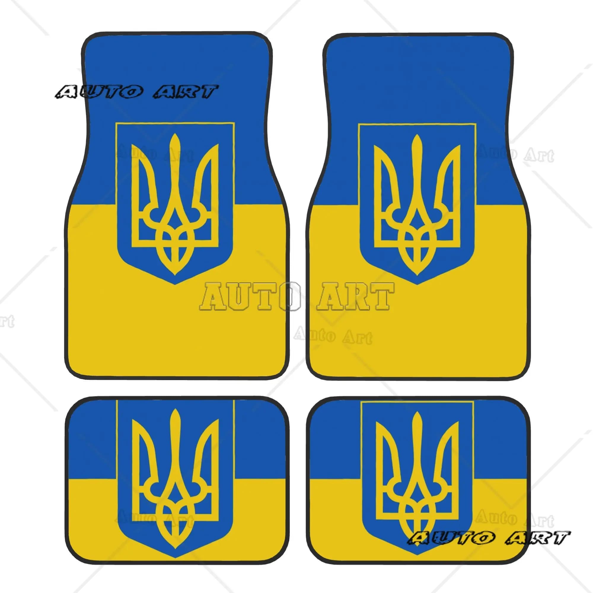 Car Floor Mats 4 Pcs Crystal Velvet Flag Of Ukraine Universal Front Rear Foot Mats Non-Slip Carpets Rugs Patriotic Pieces Auto