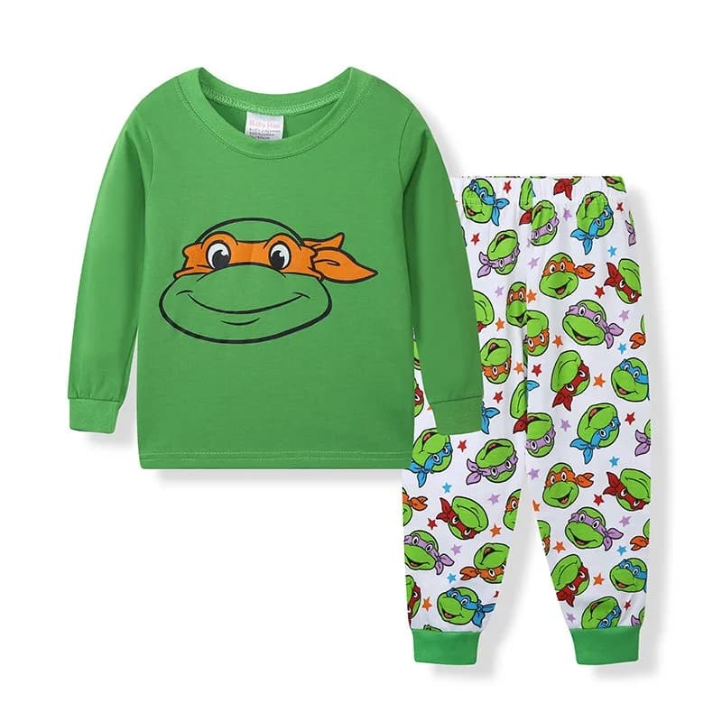 Teenage Mutant Ninja Turtles Cotton Long Sleeve Pajama Set Casual Crew Neck Soft Home Wear Suit