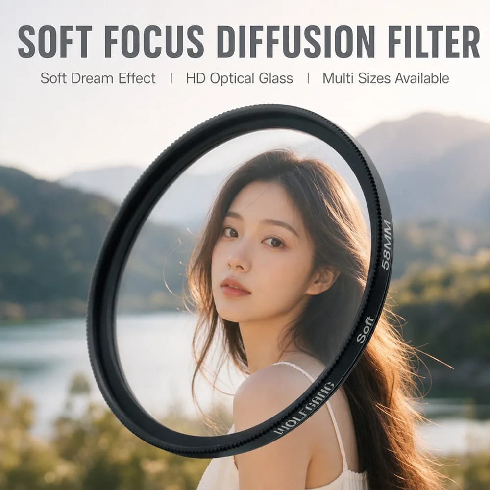 1/4 White Soft Focus Diffusion Lens Filter Dream Mist Effect Optical Filter for Digital Camera Portrait Aesthetic Shooting