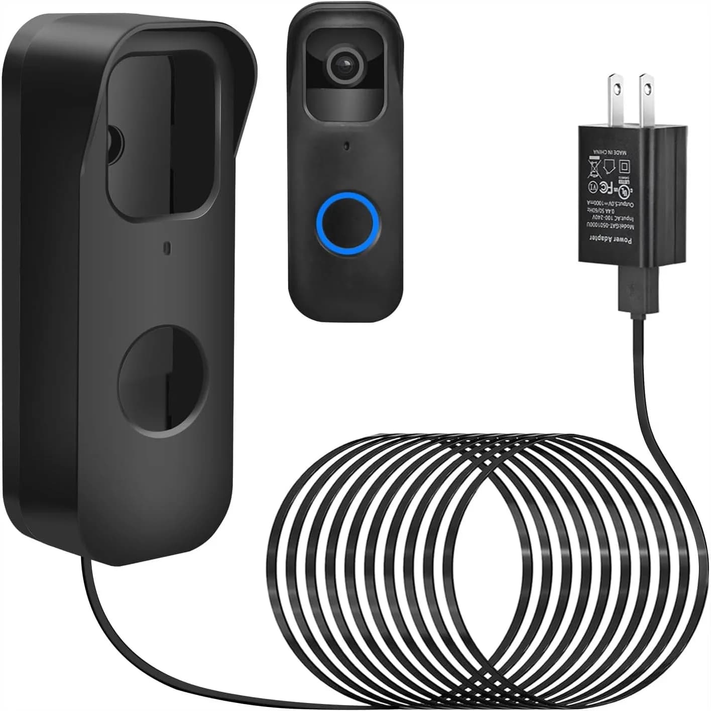 Cavo di alimentazione 2 in 1 con supporto adesivo per campanello Blink Video Doorbell 1st-2023, cavo di ricarica da 16,4 piedi con adattatore certificato UL