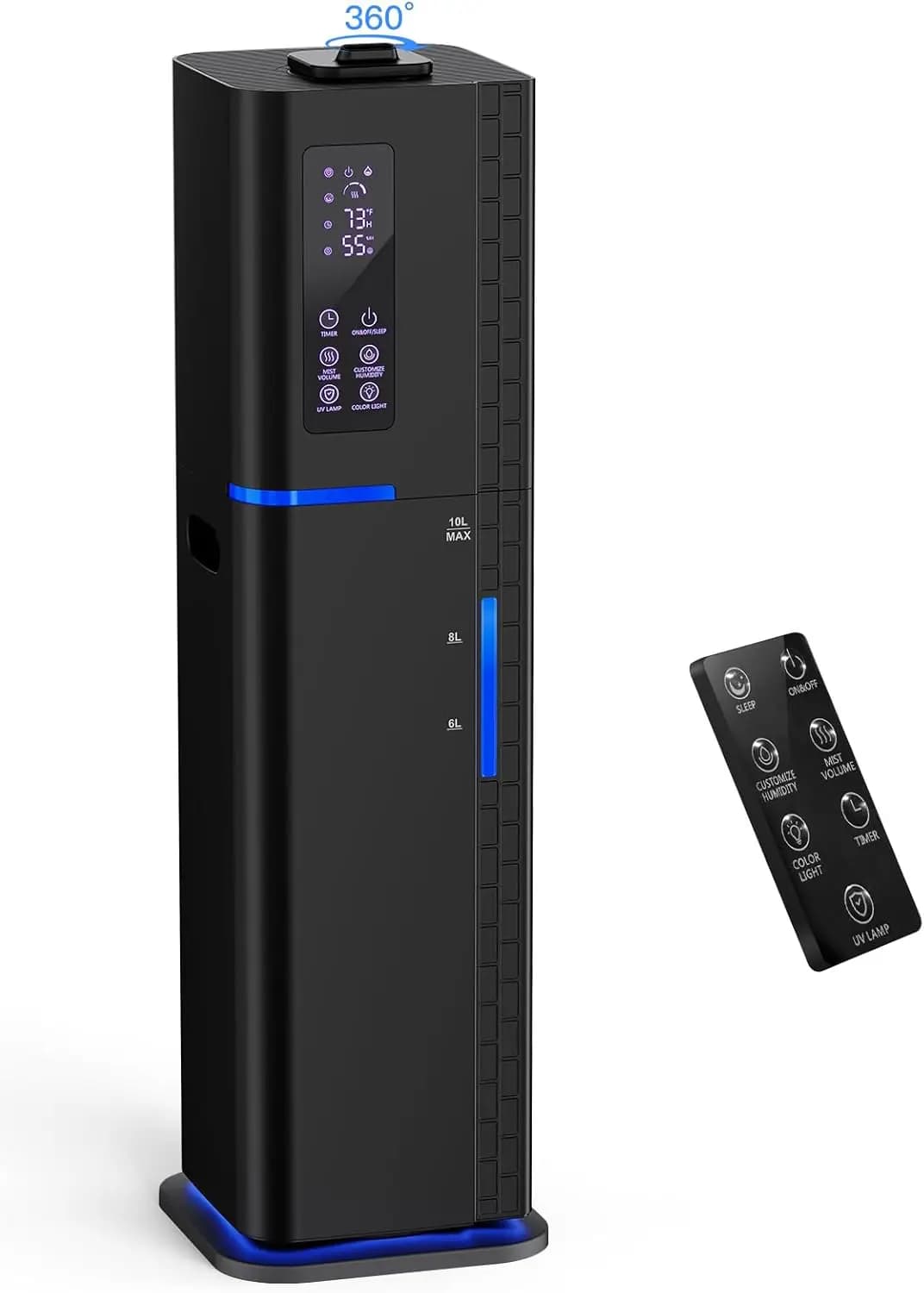 Umidificatore a ultrasuoni da 10 litri, silenzioso con riempimento dall'alto per camera da letto, ufficio e piante, copre 550 piedi quadrati, autonomia di 60 ore