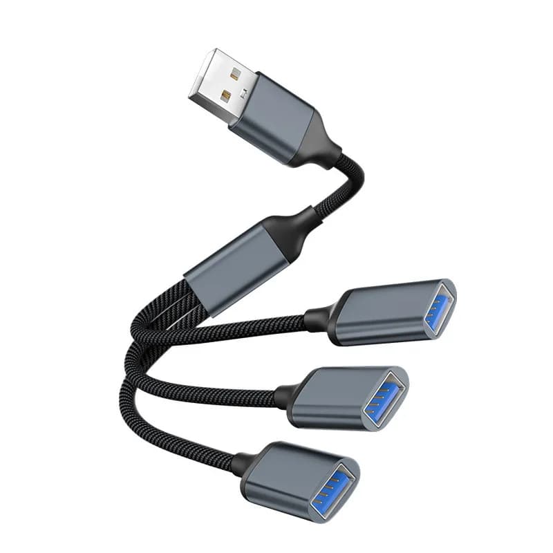 Cavo splitter USB, hub USB da maschio a 3 porte USB 2.0 femmina, prolunga, adattatore di alimentazione e dati per hub USB, 28 cm/11,02 pollici