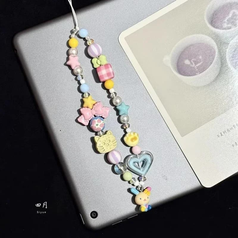 Cartoon Usahana Colorful Beading Phone Charm Student Backpack Zipper Keychain Camera Chain Diy Decoration Material Toy Gift