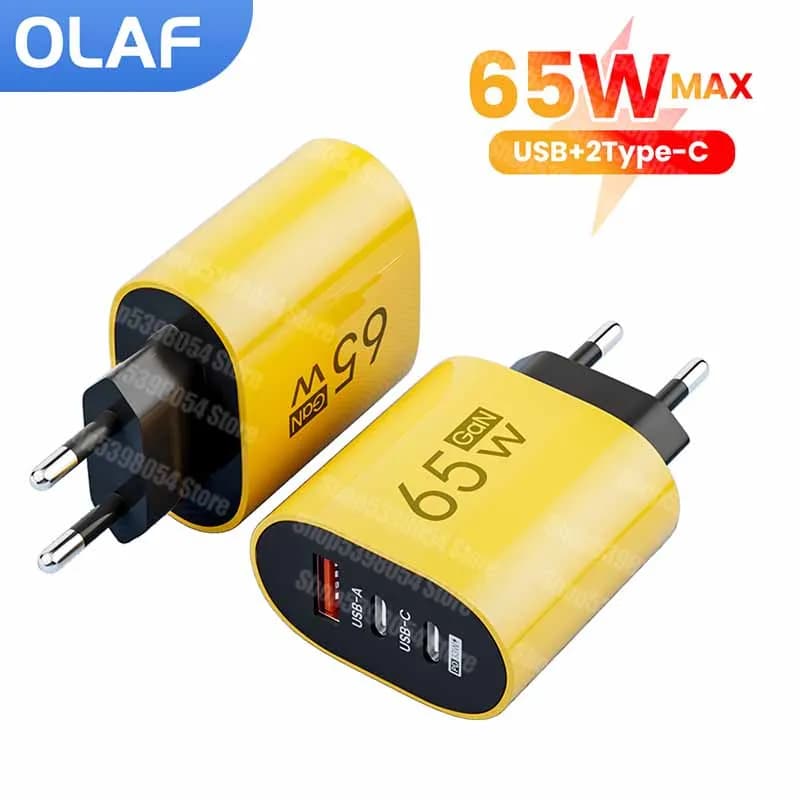 Caricabatterie GaN da 65W tipo C adattatore per caricabatterie PD a ricarica rapida per telefono cellulare per Xiaomi Samsung USB tipo C cavo Micro USB per iPhone