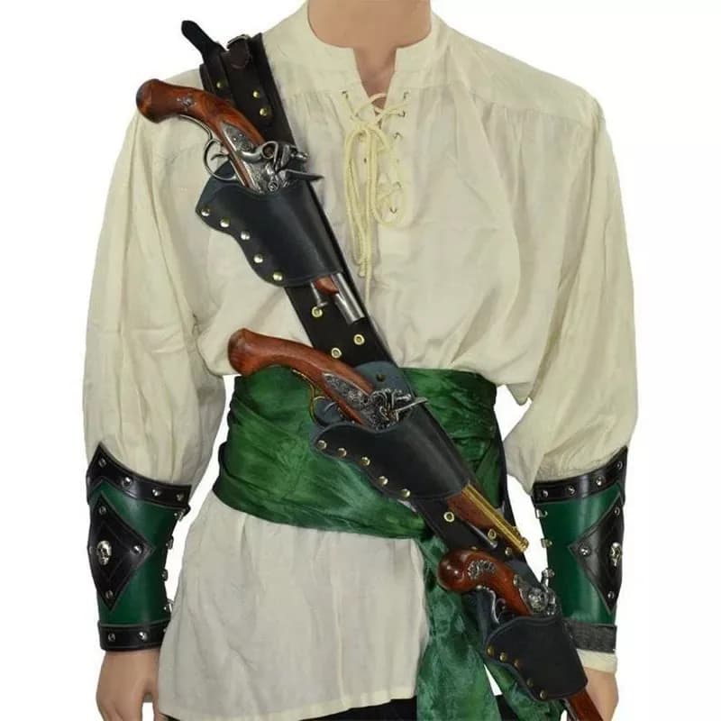 Rinascimentale Pirata Flintlock Pistola Pistola Fondina Capitano Accessorio per costume cosplay Borsa Blunderbuss Baldric Puntelli di Halloween