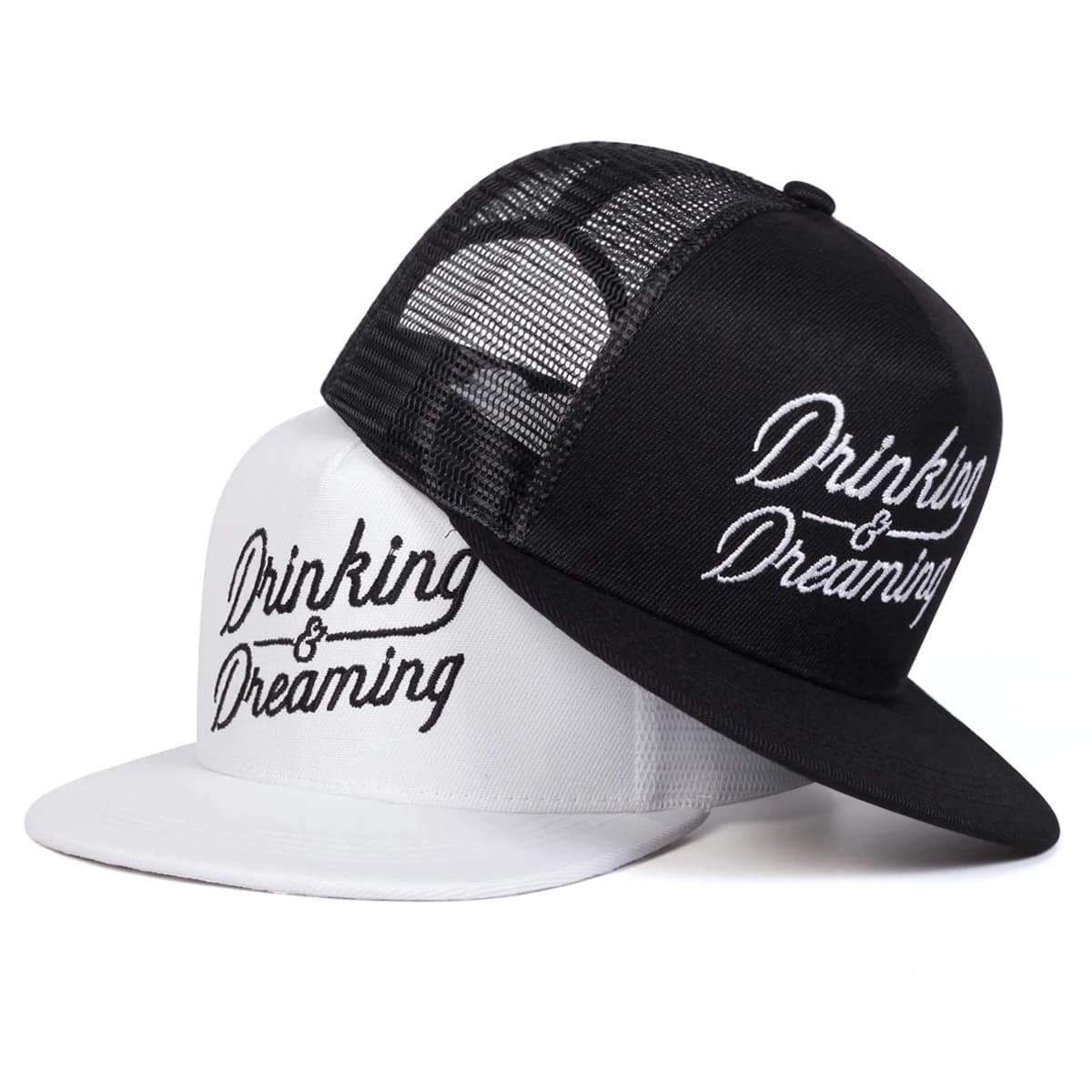 Cappelli a rete hip-hop con ricamo DRINKING DREAMING unisex Cappellini da baseball casual regolabili per esterni primavera estate Cappellino per protezione solare