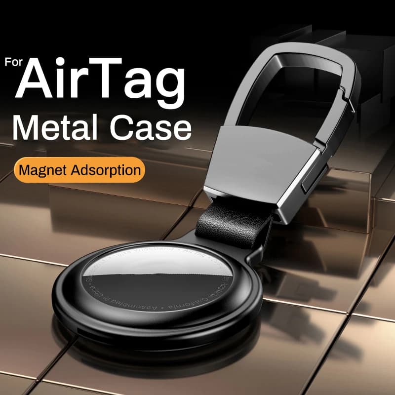 per Apple Airtag Holder Custodia protettiva in metallo Copertura magnetica in alluminio Air tag Portachiavi Custodia per Airtags localizzatore Tracker Holder