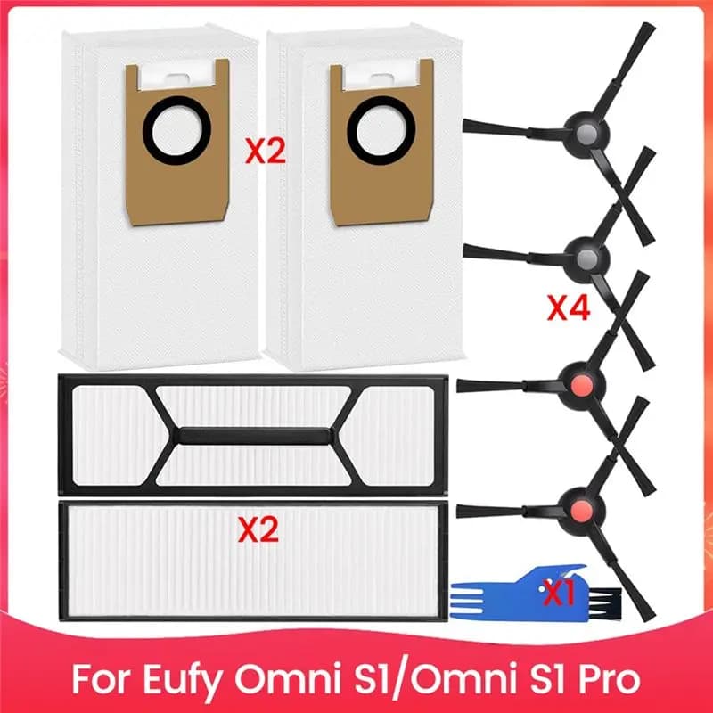 【A16Z】For Eufy Omni S1 / Omni S1 Pro Vacuum Cleaner Parts Side Brush, Washable Filter, Dust Bag Accessories Kit