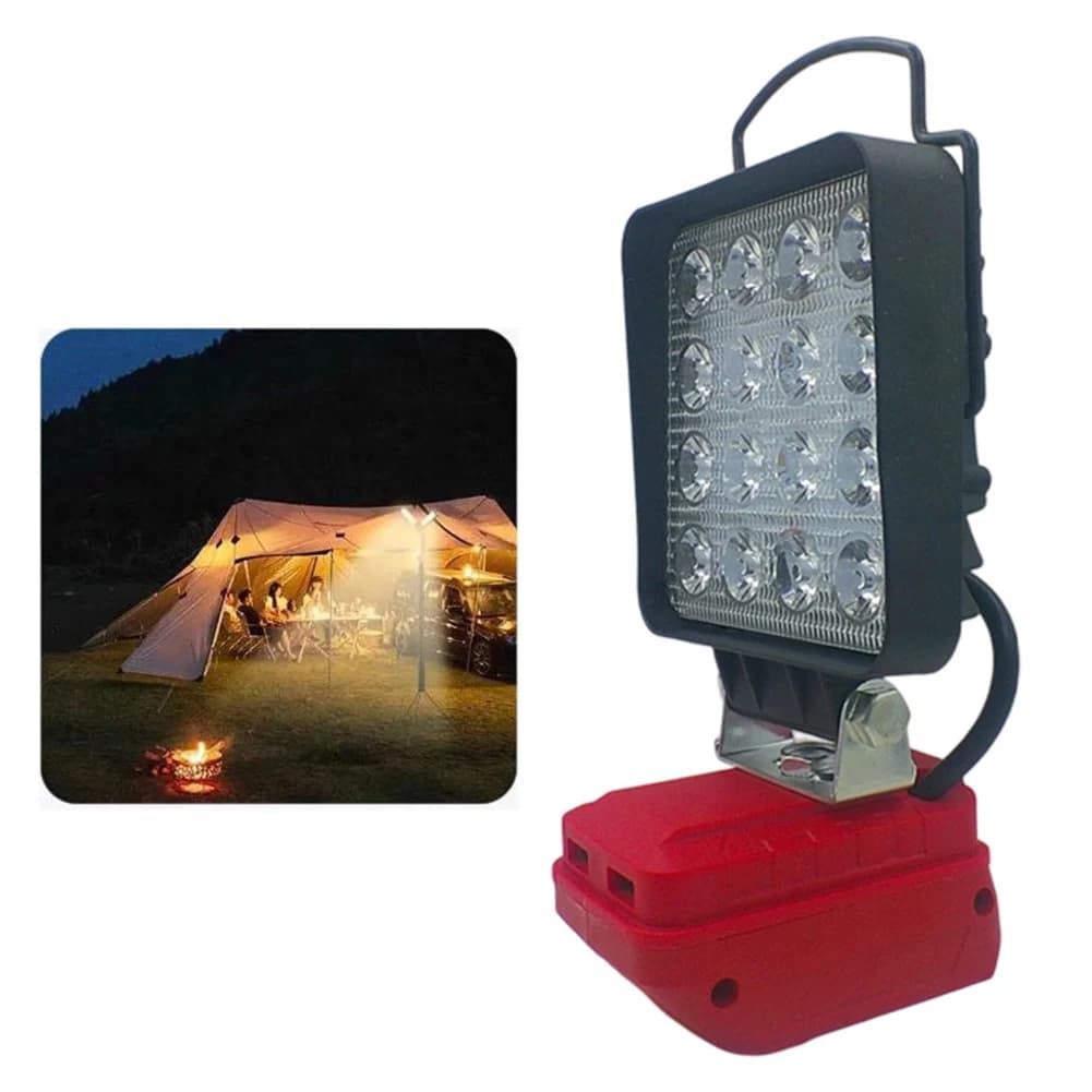 Lampada da lavoro esterna Lampada da campeggio senza fili 14.5V Protezione a bassa tensione 5V 2A Gancio per testa lampada pieghevole per appendere