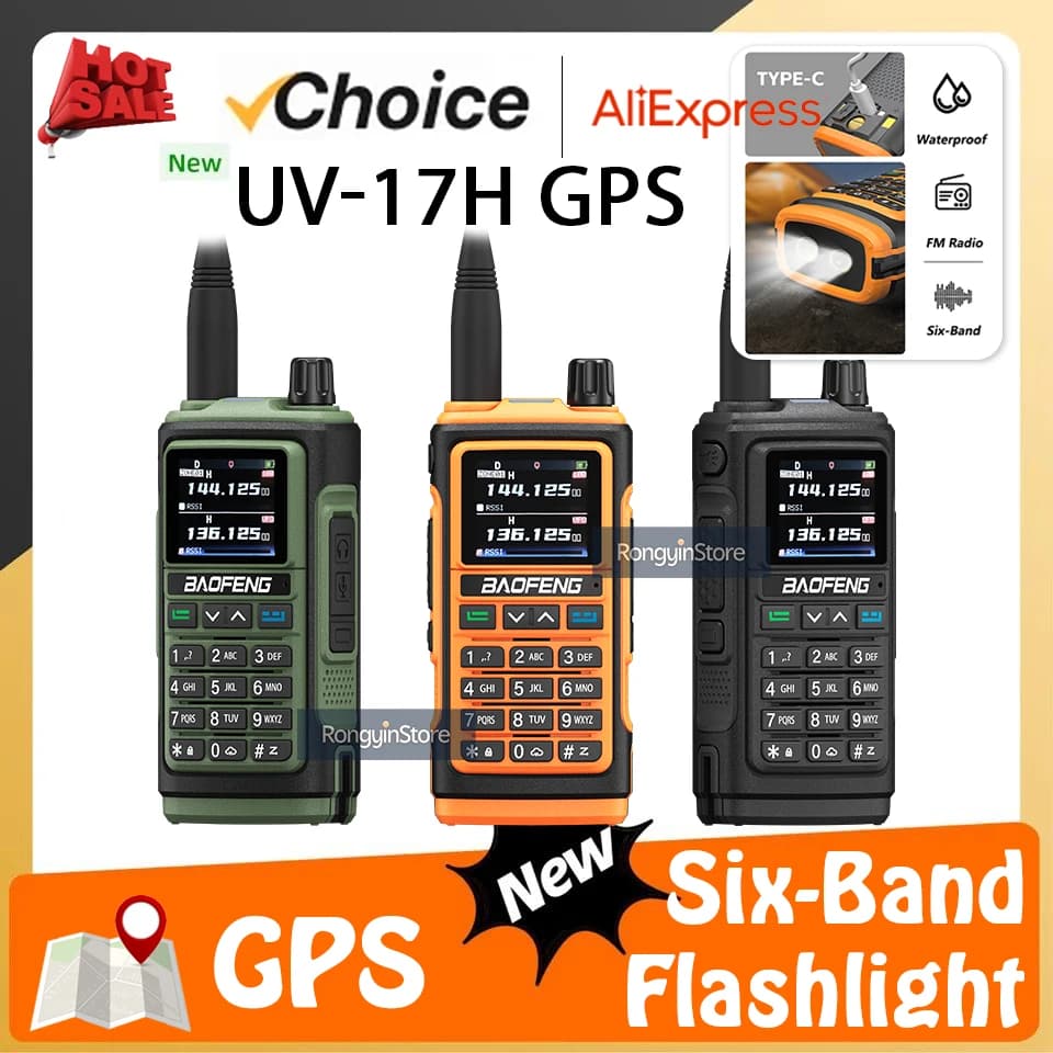 1/2 confezioni BAOFENG UV-17H GPS multi-banda radioamatore portatile con NOAA 999 canali DTMF batteria agli ioni di litio Walkie Talkie radio bidirezionale