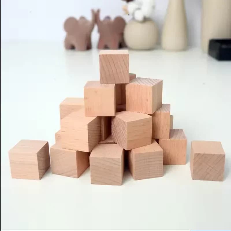 2026 A Top Quality Cube Pine Solid Wood Block Small Square DIY Building Model Material Craft Accessory Kids Toy Decor Supplies