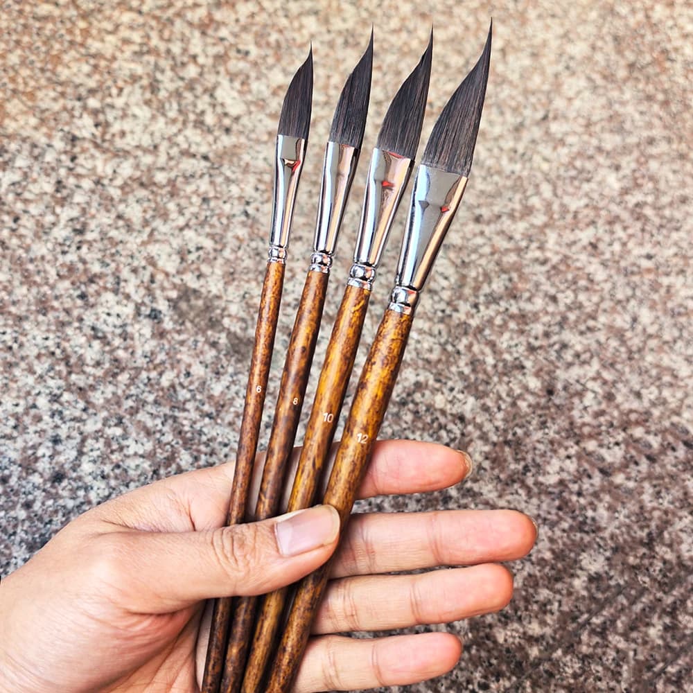 Set di 4 Pennelli a Filo per Pittura, Pennelli in Nylon a Forma di Coltello per Acquerello, Penne per Pittura ad Acqua, Pennelli per Disegno Artistico Fatto a Mano
