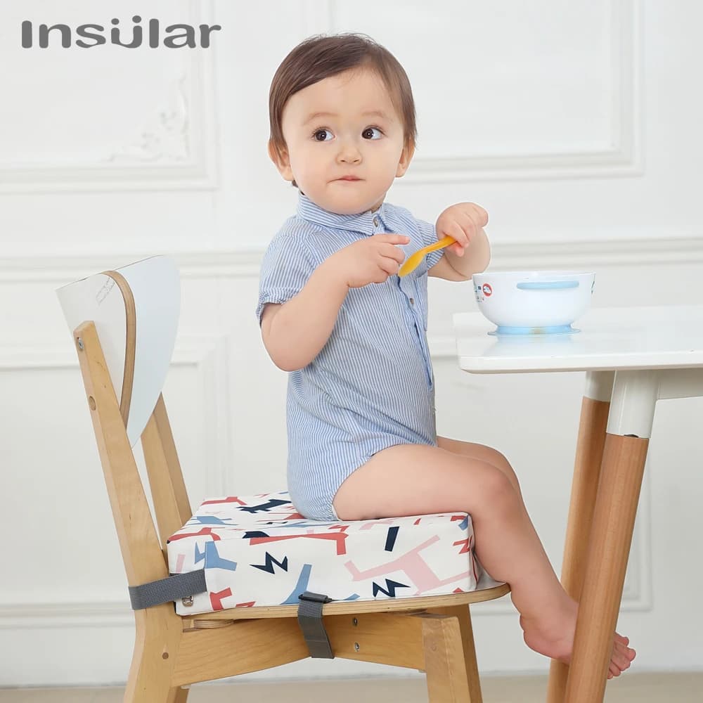 INSULAR Adjustable Removable Kids Booster Seat Cushion Anti‑Slip Baby Dining High Chair Pad Portable Safe Children Eating Pillow