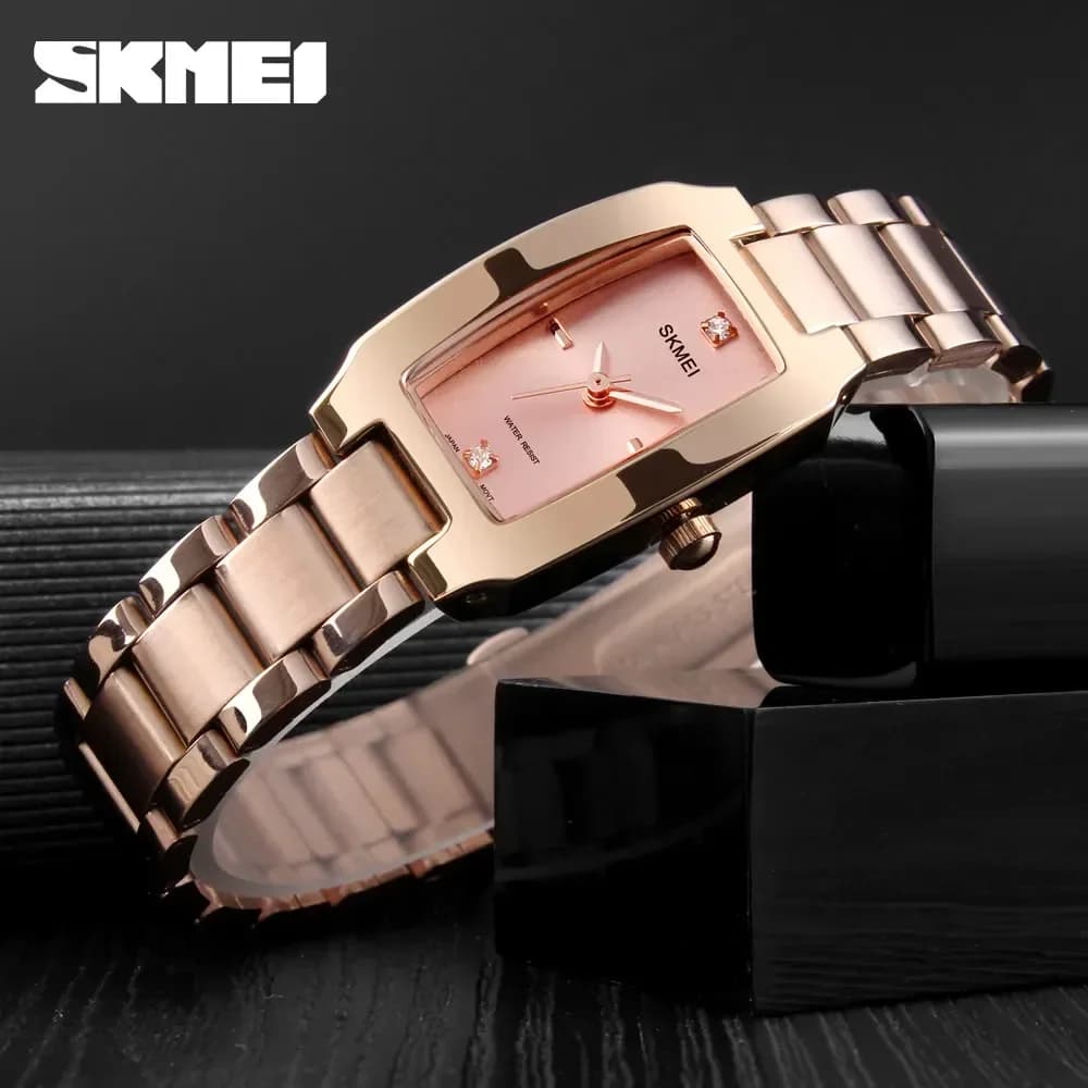 SKMEI 1400 Orologio al quarzo di lusso Donna Sport Argento Acciaio Impermeabile Orologi da polso da donna Abito Donna Ragazza Orologio Relogio Feminino