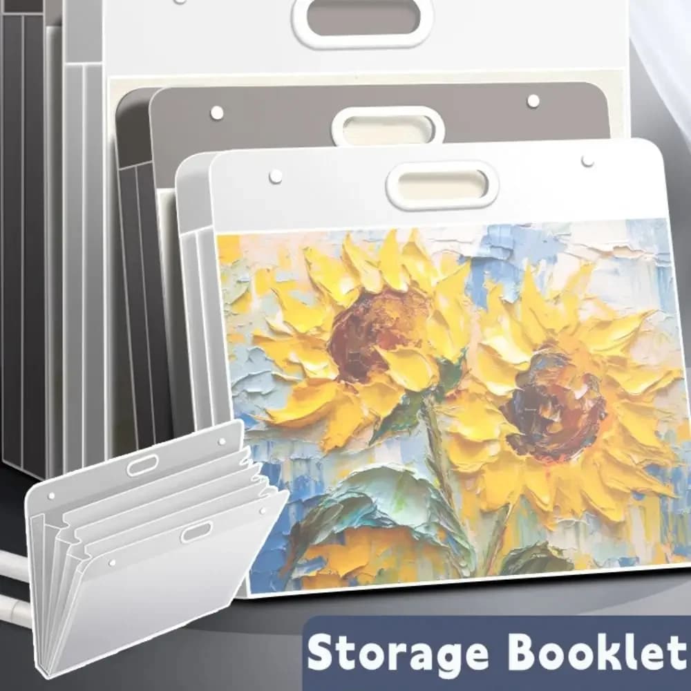 Cartella di file semplice A2/A3/A4 Borsa portaoggetti portatile in carta per pittura a quattro strati Impermeabile 4K/8K/16K Album fotografico Regalo per studenti