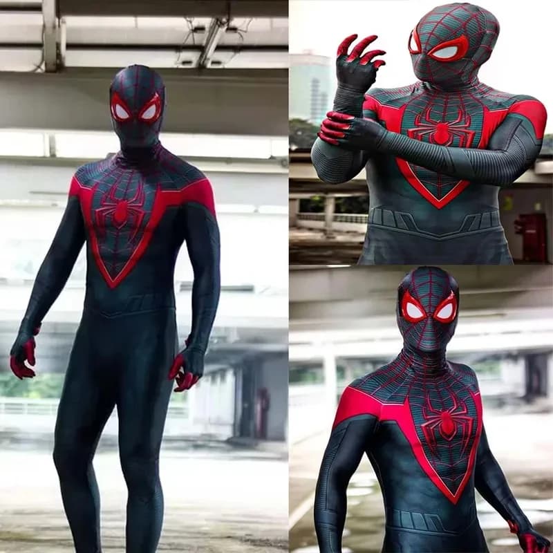 ❤ 2026 ❤ Costume da Spider-Man Miles Morales per Halloween, Tuta Integrale Zentai per Adulti, Costume da Supereroe per Feste ❤