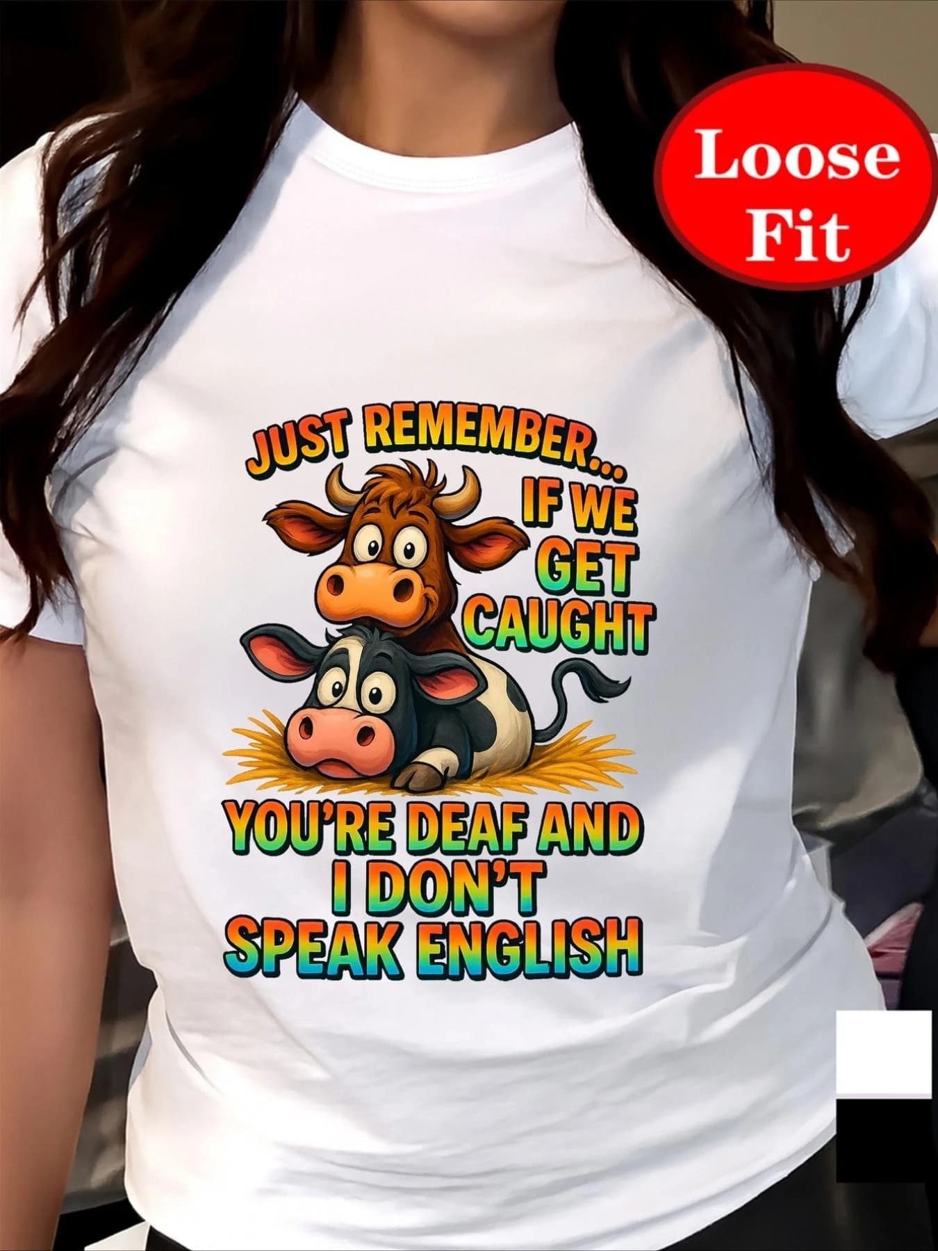 T-shirt da uomo con grafica divertente a tema mucca, in cotone, girocollo, a maniche corte, unisex, casual, stile Harajuku, oversize, streetwear.