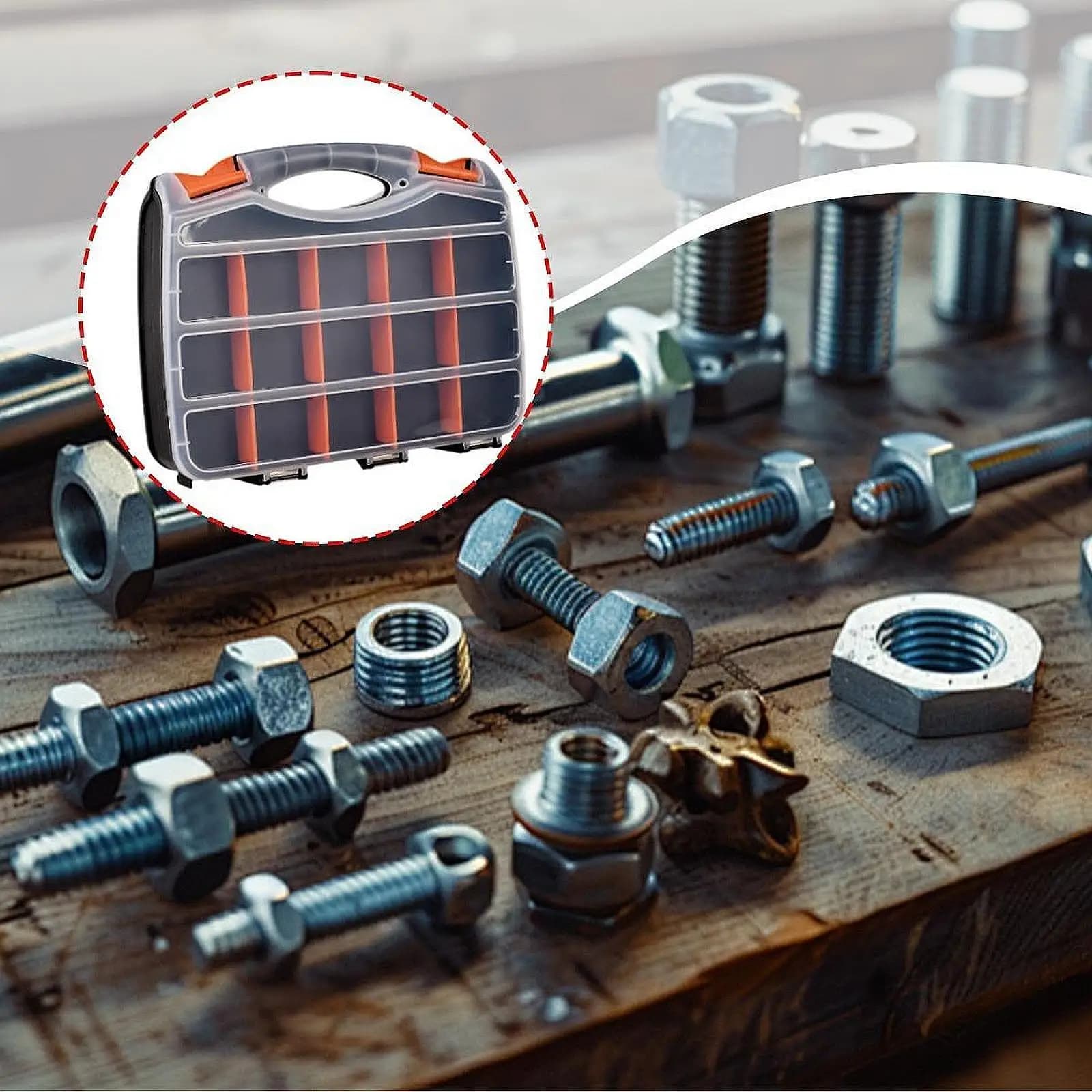 Double-sided tool holder box with 34 compartments Fishery equipment container for fishing gear for bolts for electric nuts