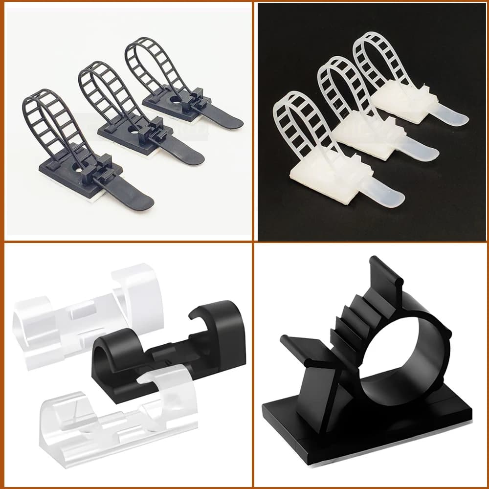 Supporti per fascette per cavi 10 pezzi Clip per cavi Morsetto 18*25 per fascette per cavi Supporto per fascette regolabili Clip per fascette per cavi Bianco Nero