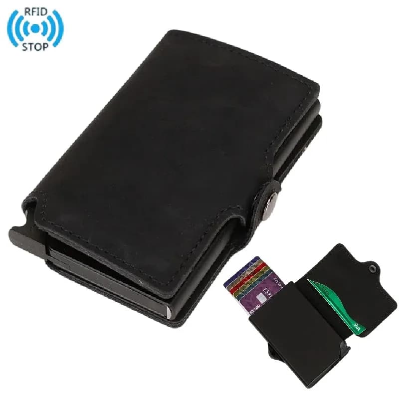 Porta Carte di Credito di Lusso per Uomo, Portafoglio Sottile Pop-Up, Custodia per Carte di Credito Intelligente con Blocco RFID, Porta Carte Maschile