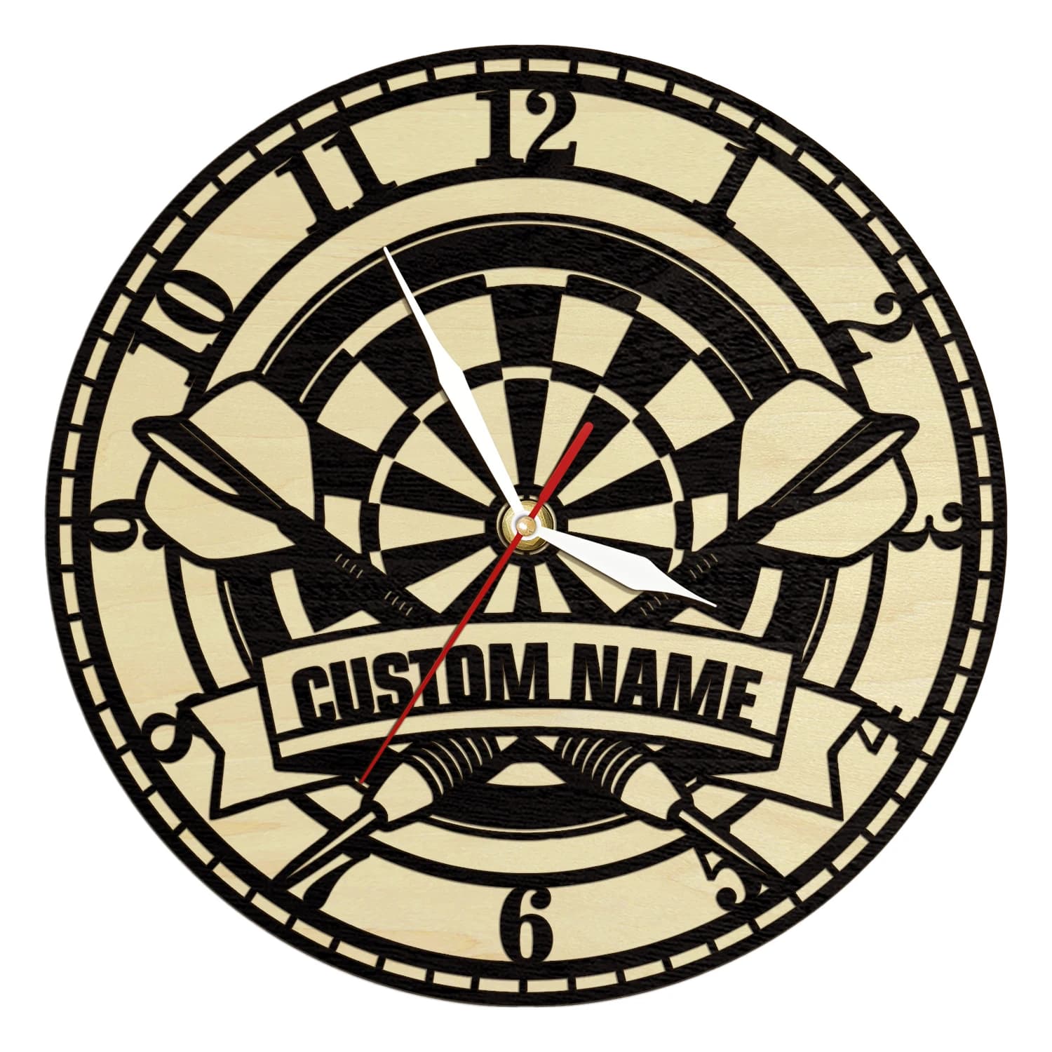 Custom darts game Wooden darts watch for game room Bar Pub custom darts players Wall clock with wooden frame Gift for dart players