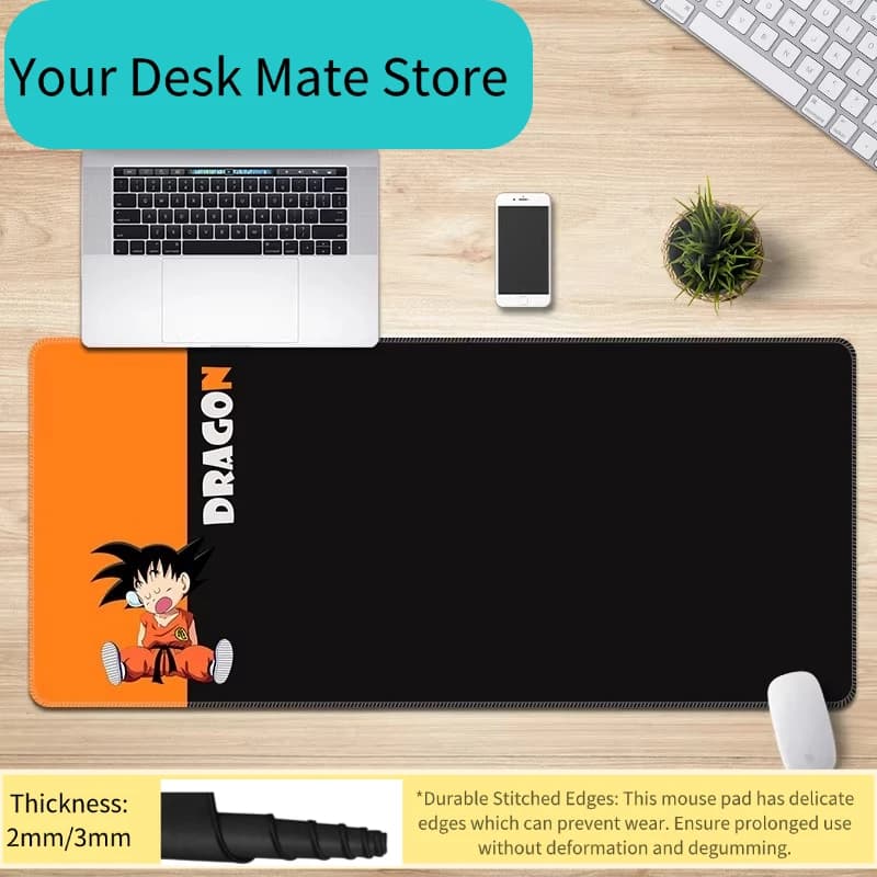 Tappetino per mouse in pelle anime per ragazzi, Dragon Ball, oversize, con bordo cucito, tappetino da gaming extra lungo, con supporto per polso, antiscivolo, per tastiera