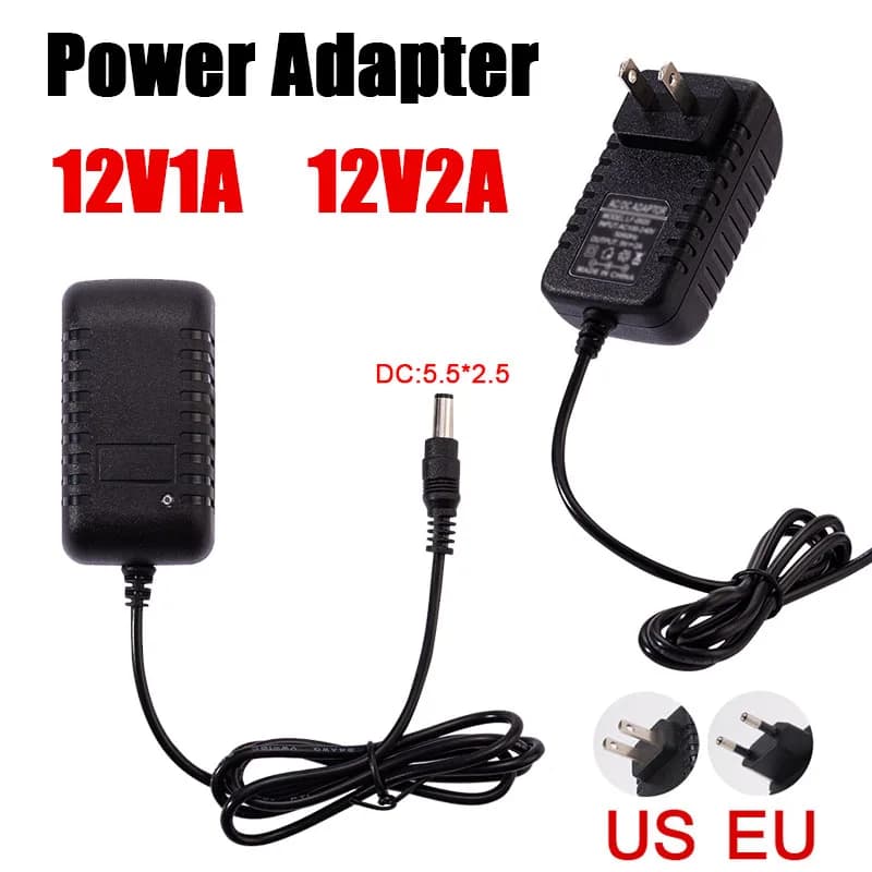 Adattatore di alimentazione con spina EU/USA 12V 1A 2A AC/DC 100-240V Trasformatore di rete per caricabatterie/strisce LED/telecamere CCTV