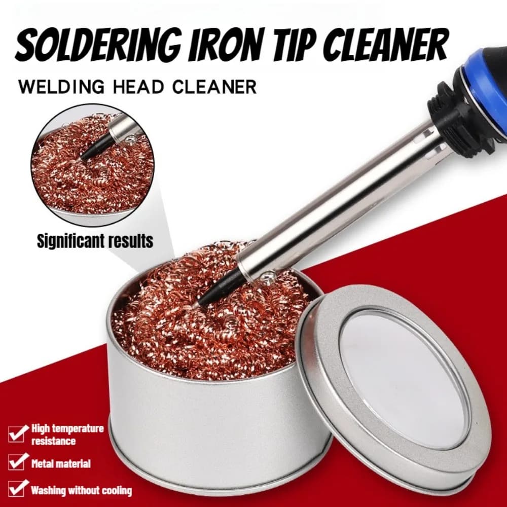 Pulitore a sfera Sfera per pulizia Dissaldatura Saldatore Filtro a rete Punta dell'ugello per pulizia Filo di rame Scatola per scosse di metallo Clean Bal