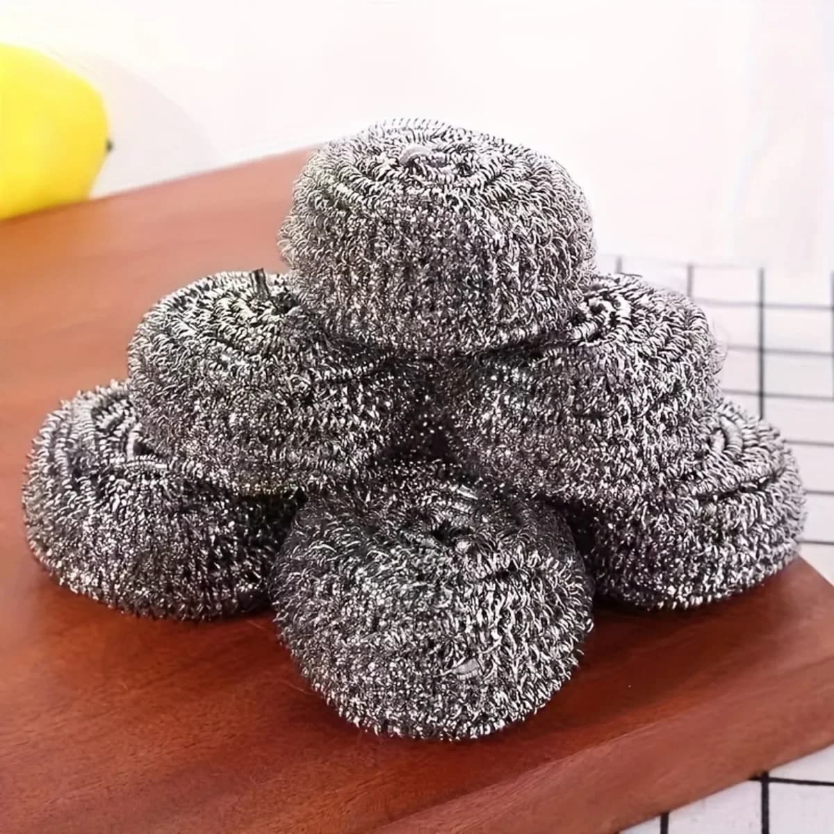 Set of 6/12 Stainless Steel Sponges Anti-Scivolo for Cleaning Brushes and Cutters, Kitchen Tools with Handle