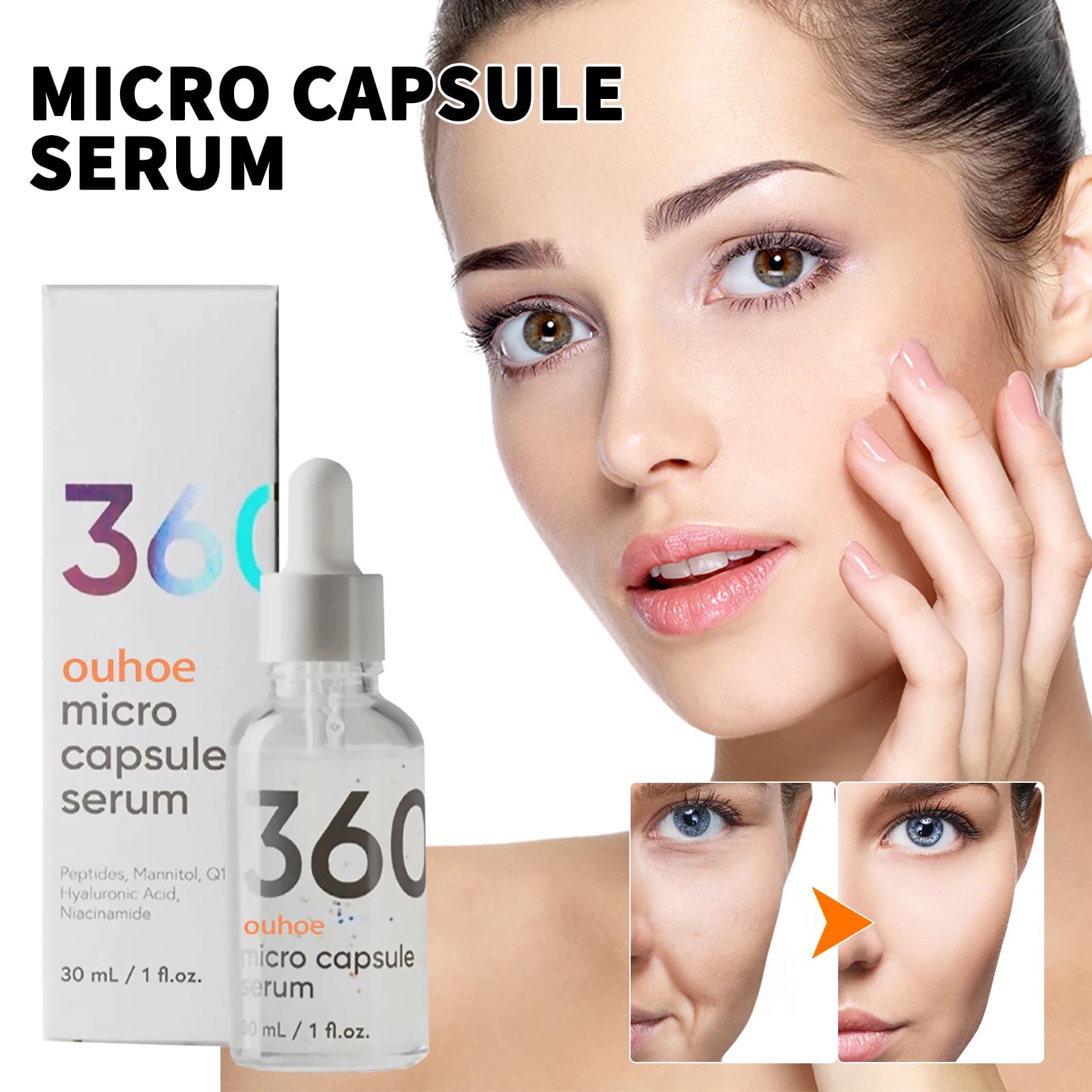 Siero rassodante per la pelle con essenza antirughe da 3 pezzi Elimina efficacemente le rughe. Supporta la modellatura del viso. Siero idratante al collagene