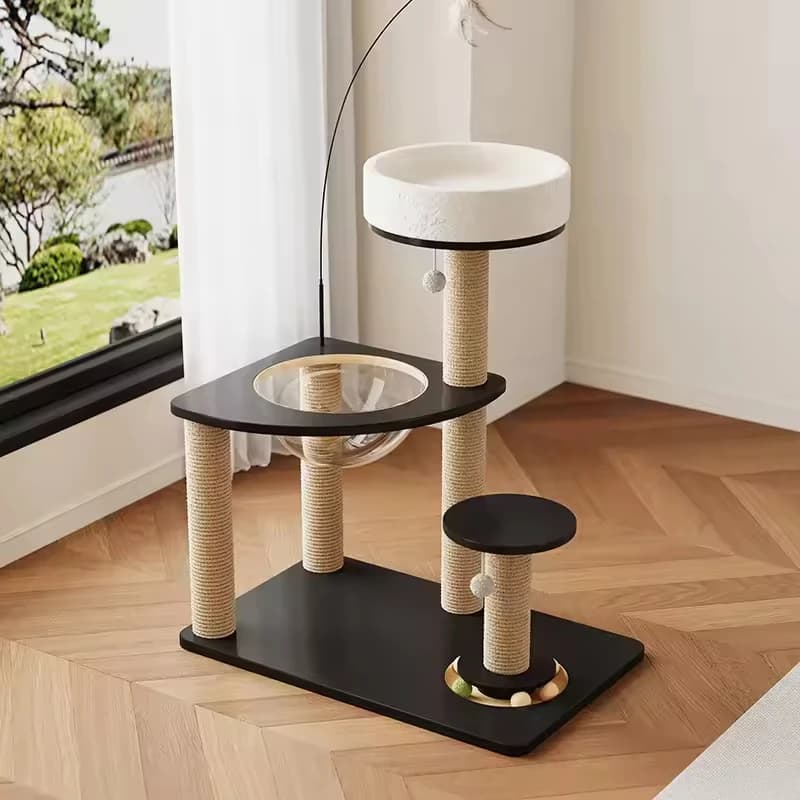 Produttore di forniture per animali domestici Commercio all'ingrosso personalizzato di lusso piccolo albero per gatti torre albero per arrampicata antigraffio per gatti con giocattolo per gatti