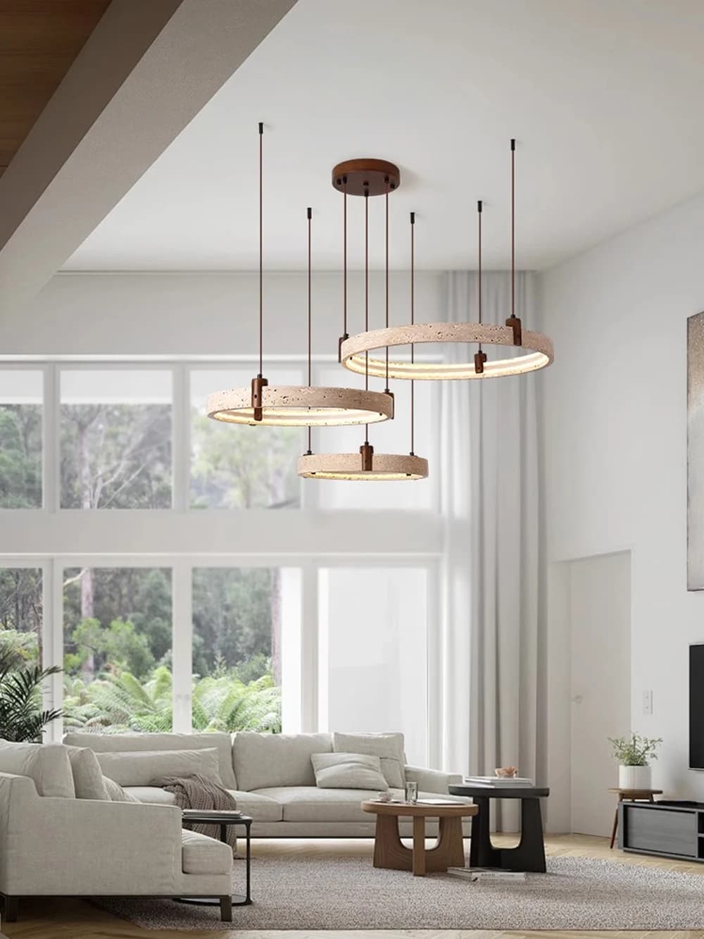 Elevate Your Living Room With Our Luxury Natural Stone LED Chandelier High-end Pendant Light 40cm 50cm 60cm Dimming Function