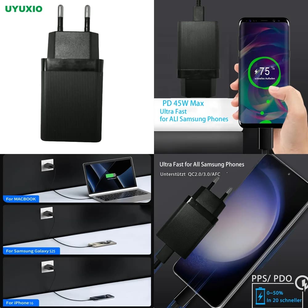 UYUXIO Nuovo Adattatore da Muro Turbo PD 4.0 Ricarica Rapida Caricabatterie per Telefono Cellulare Tipo C per iPhone Samsung
