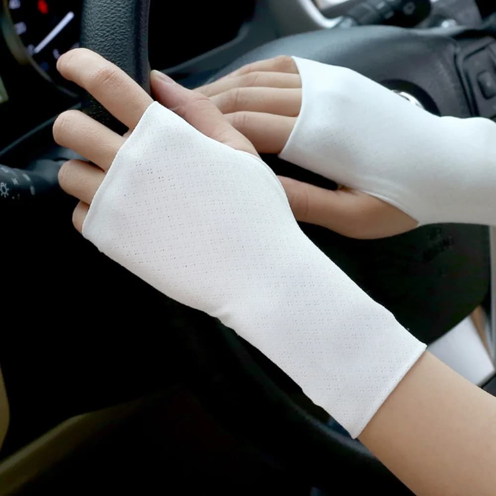 Elastic Fingerless Gloves Solid Color Anti-UV Half Finger Sunscreen Gloves Protect Wrist Wristband Thin Ice Silk Mittens Unisex