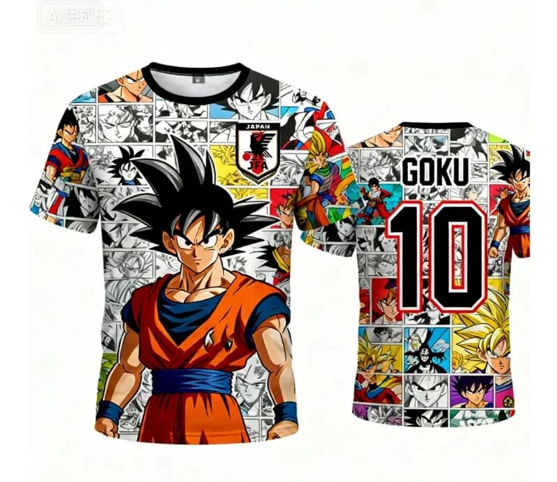 Maglia da Calcio Estiva 2026 Nuova Collezione Uomo Adulto Dragon Ball Goku Stampa 3D - T-Shirt Anime per Bambini - Maglia Speciale da Calcio NO.10