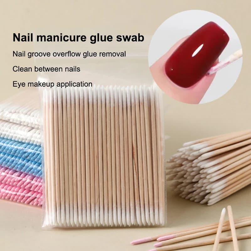＆100Pcs Micro Wood Cotton Swab Eyelash Extension Tools Tatoo Microblading Cleaning Wooden Sticks Cosmetic Cotton Brush Buds Tip