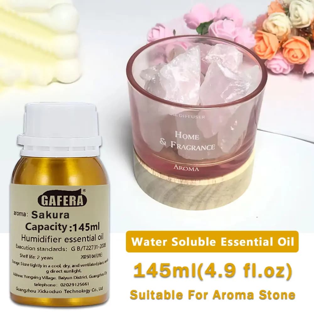GAFERA 145ml (4.9 fl.oz) Oli Essenziali Sakura/Basilico Lime e Agrumi/Black Opium - Per Pietre Aromatiche, Umidificatori e Diffusori in Legno