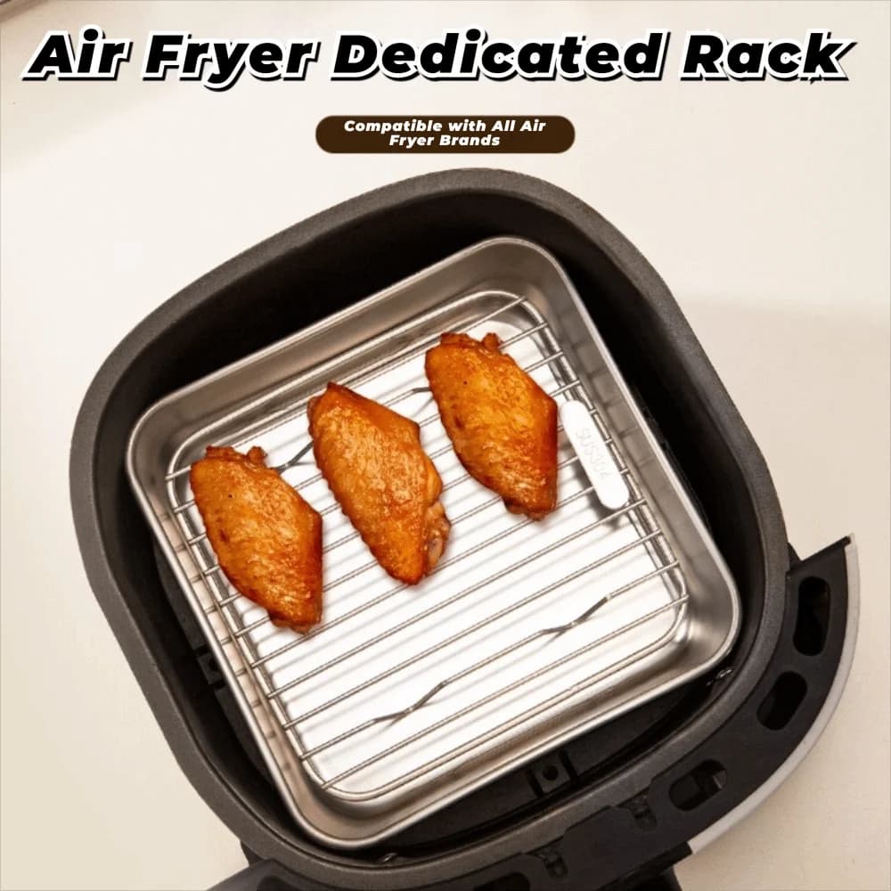 Square Round Grid with Stainless Steel Feet 304, Cold Grid for Air Fryer, Oven and Domestic Kitchen Steamer