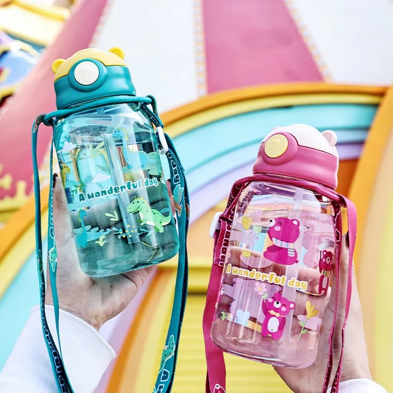 1PC Kids Water Sippy Cup Children's Water Bottle with Candle and Handle Bottle for Drink Portable Baby Cup