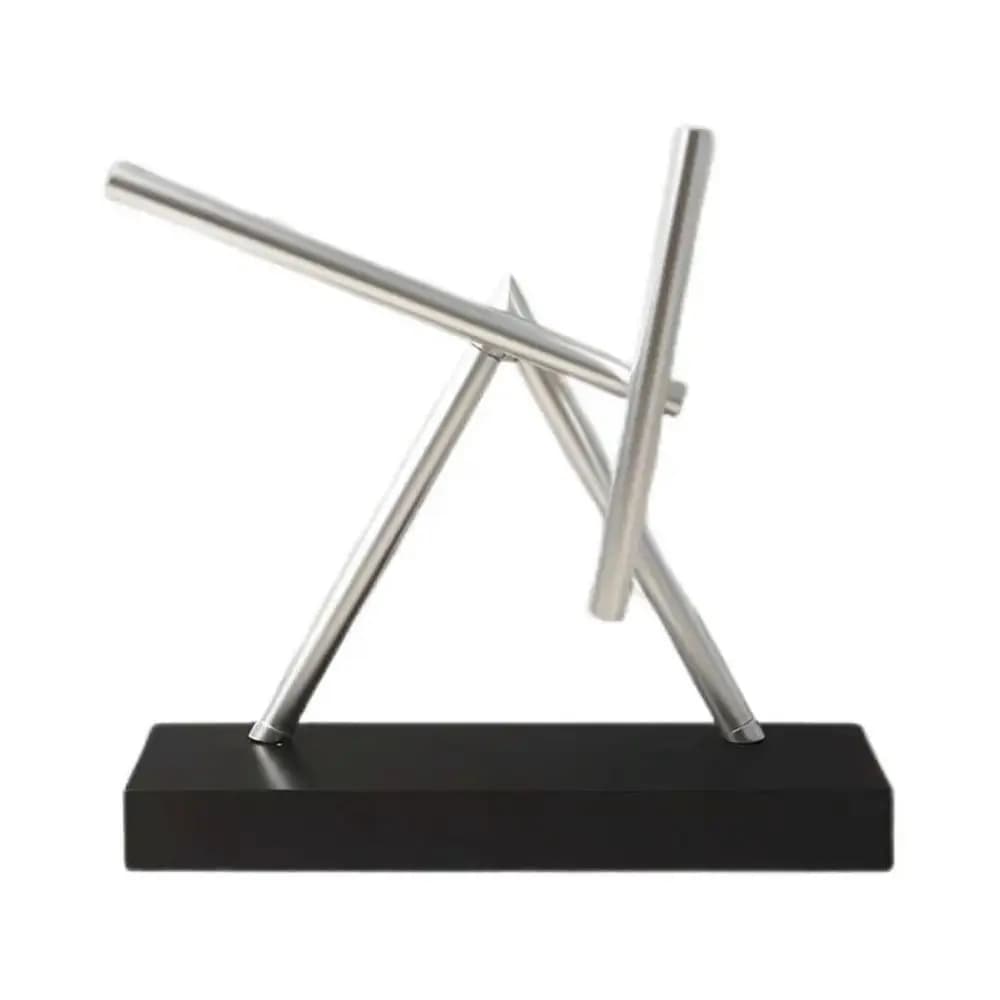 Metal Chaos Pendulum Rotating Structure Geometric Balance Sculpture Silver Finish Imported Bearing Desktop Ornament Home Decor