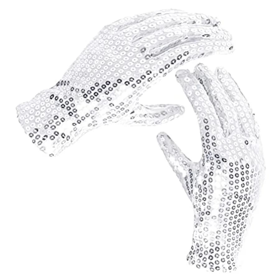 Guanti da ballo con paillettes scintillanti PURFUN per adulti, guanti corti con glitter per Halloween