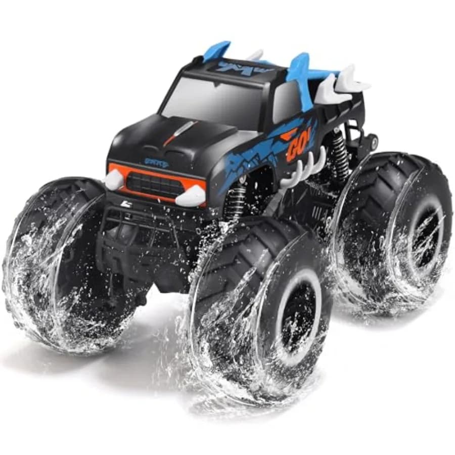 Auto Telecomandata Monster Truck 1:16 Impermeabile, Veicolo Anfibio 4WD Fuoristrada, Giocattolo per Bambini dai 6 ai 9 Anni
