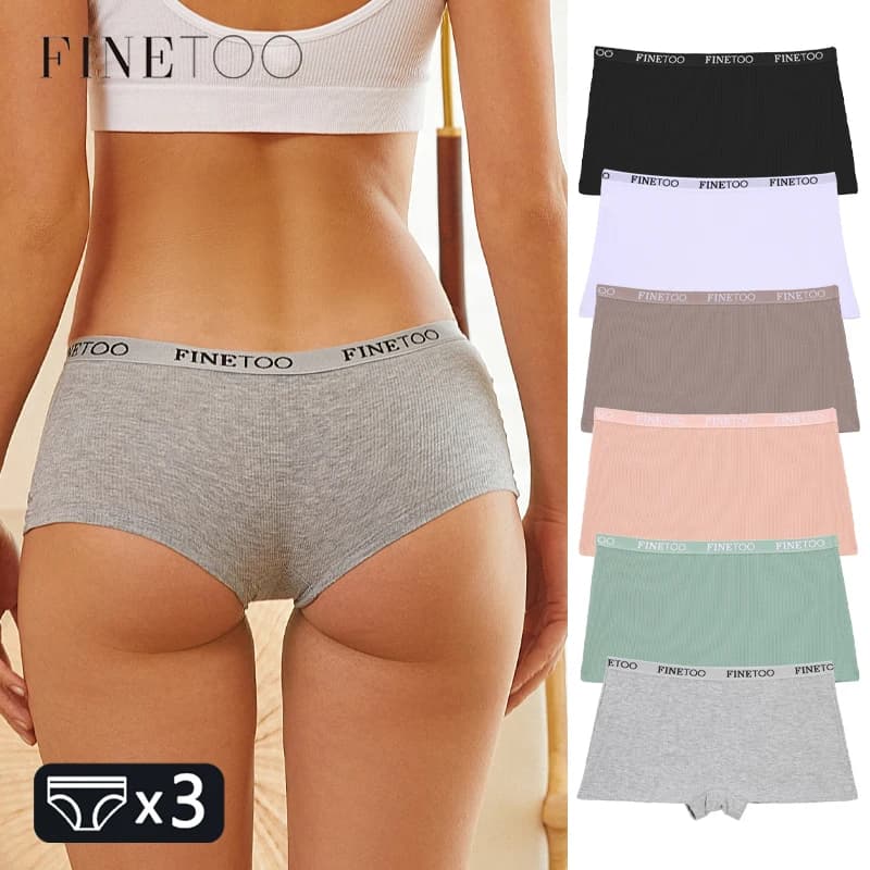 3pcs/Set Cotton Striped Underwear Women's Boyshorts Sexy Letter Belt Underpants Safety Shorts Female Solid Lingerie Cozy Panties