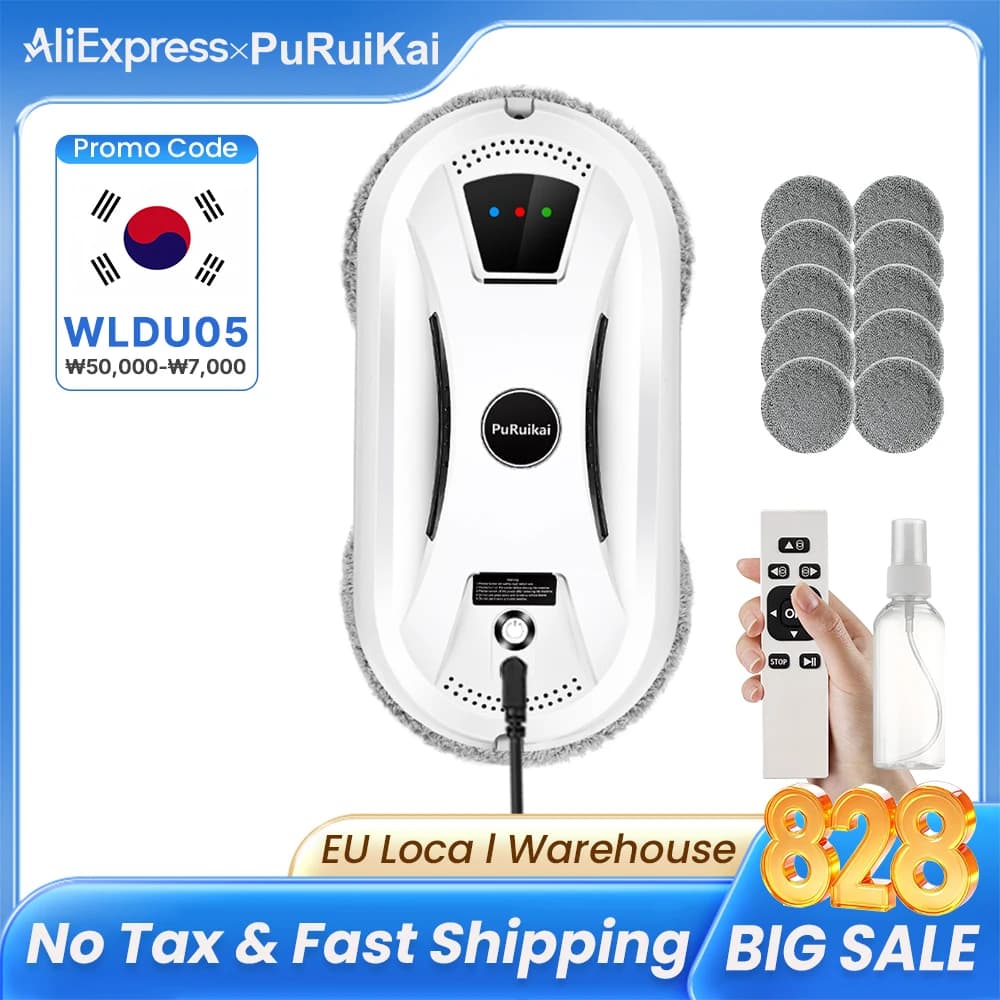 PuRuiKai Robot vacuum cleaner ultra thin for cleaning windows Robot washing machines electric remote control for glass for home