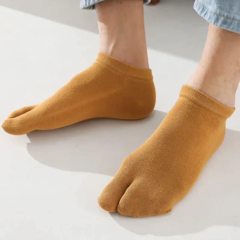 5 paia coppia due dita Tabi calzini uomo donna puro cotone traspirante solido 2 dita antiscivolo invisibile Low Cut calzini da barca 6 colori
