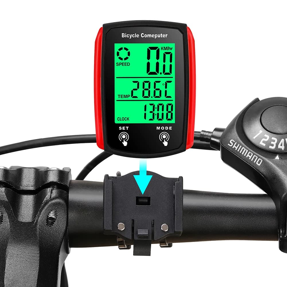 Misuratore cablato tachimetro per Computer da bicicletta impermeabile contachilometri per bici Display della temperatura supporto per contachilometri da ciclismo